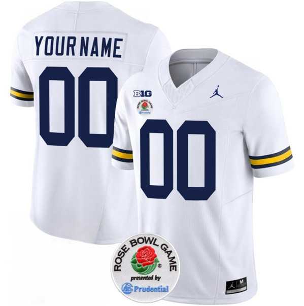 Mens Michigan Wolverines ACTIVE PLAYER Custom 2023 F.U.S.E. White Rose Bowl Patch Stitched Jersey->->Custom Jersey